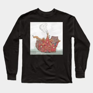 Boat House Watercolor Sketch Long Sleeve T-Shirt